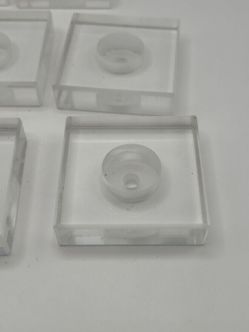 Lot of 8 Clear Acrylic Lucite Display Mount Blocks 2” Square Recessed Center - Picture 8 of 15